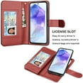 thumbnail image 7 of eBizWare RFID Blocking Leather Wallet Cell Phone Case with Wrist Strap for Samsung Galaxy A35, Red, 7 of 7