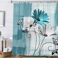 thumbnail image 2 of Pbobriich Teal Shower Curtain, Teal Blue Flower Farmhouse Bathroom Curtain, Waterproof Polyester, 72"x72", 2 of 8