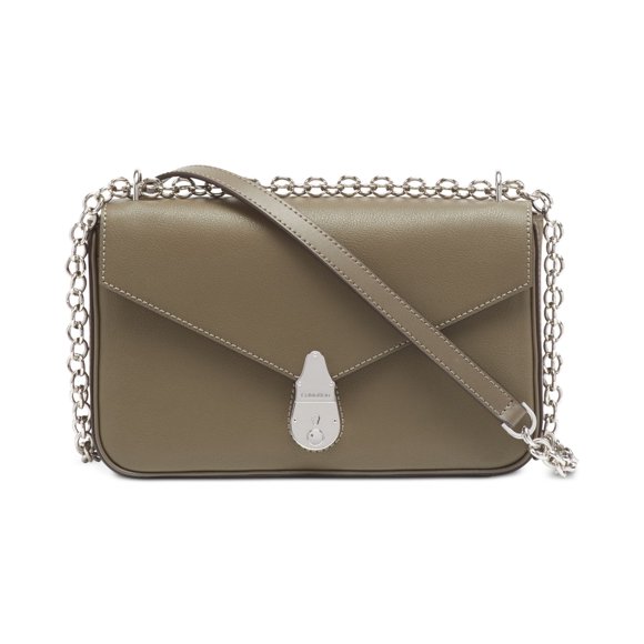 Calvin Klein Lock Leather Shoulder Bag, Beige