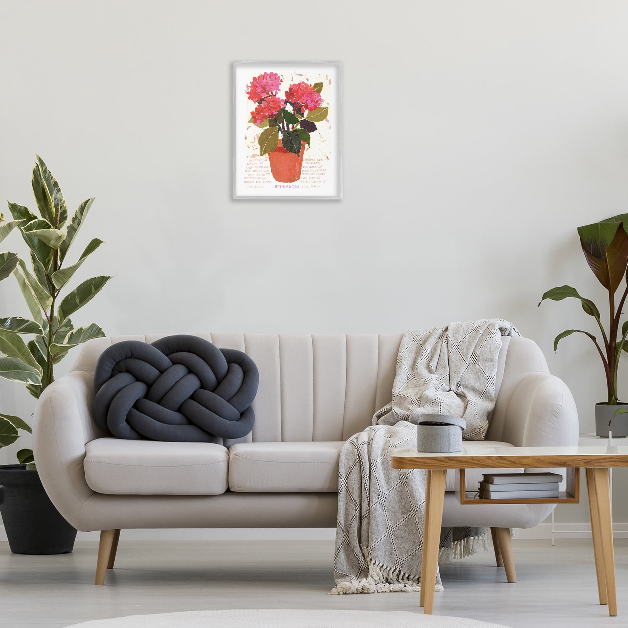 Stupell Industries Bold Red Hydrangea Botanical & Floral Painting Gray Framed Art Print Wall Art, 16 x 20