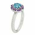thumbnail image 3 of 2.5mm 925 Sterling Silver Polished Prong set Stackable Amethyst and Blue Topaz Ring Size 5 Stackable Ring for Women, 3 of 6