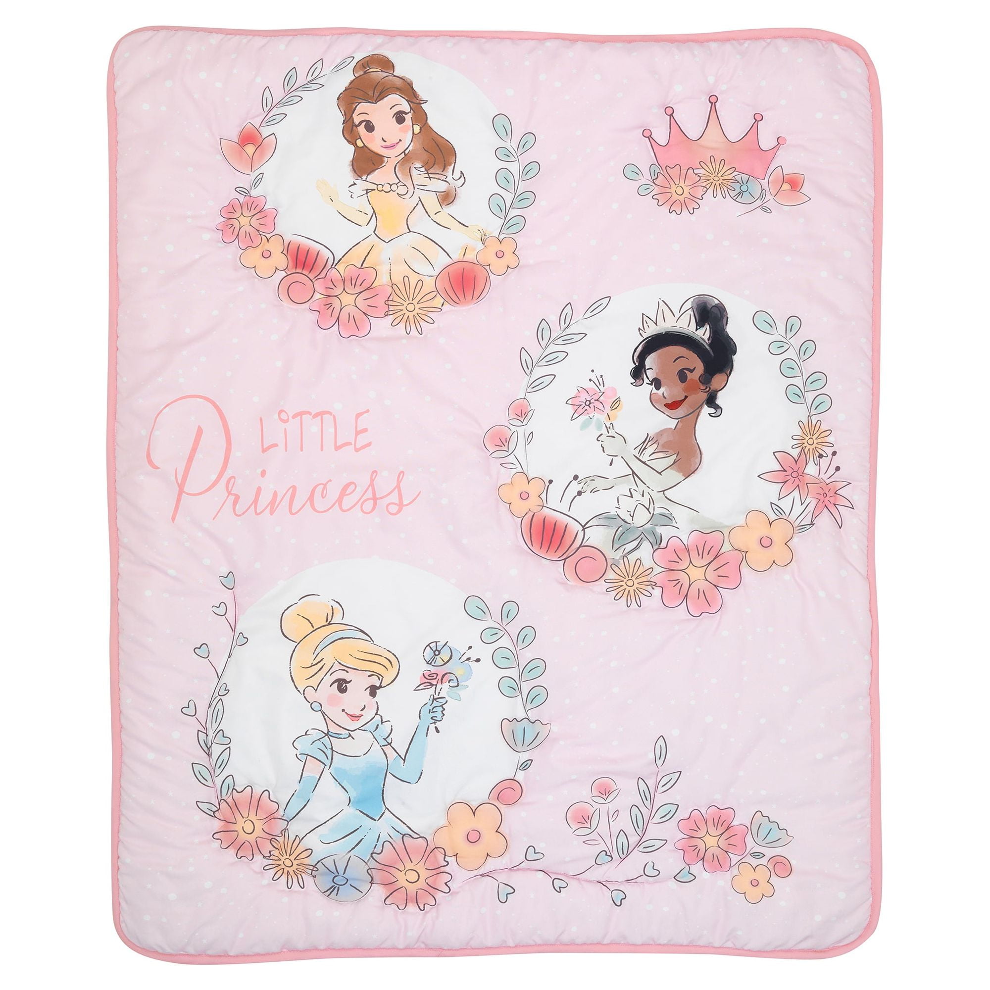 Lambs & Ivy Disney Princesses 3-Piece Nursery Baby Crib Bedding Set - Pink