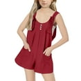 thumbnail image 5 of Swstbby Économies d'Été en Liquidation! Combinaisons d'Été pour Filles, Combinaisons Courtes à Bretelles Sans Manches Amples Rouges 5-6 Ans, 5 of 5