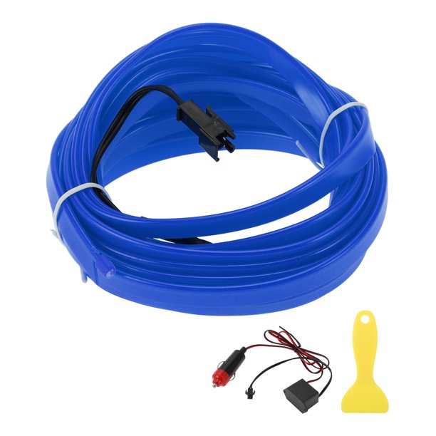 Cuerda de luz LED EL de 5m Unique Bargains, tira de luz de neón flexible para iluminación interior de coches, encendedor de cigarrillos (12v) azul