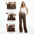 thumbnail image 4 of bbymog Womens Sweatpants Elastic Waist Drawstring Jogger Pants Long Straight Trousers Comfy Loose Casual Pants with Pockets Brown S, 4 of 7