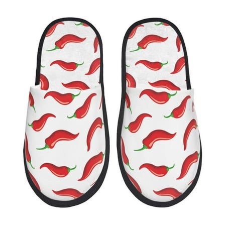 

House Slippers for Women Men - red Chili Pepper pattern Warm Non-slip Mens Womens Slippers Cozy Slip-on House Shoes Bedroom Outdoor Indoor Slippers for Men