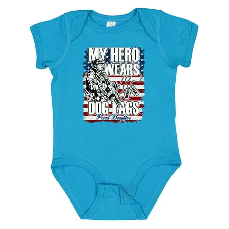 

Inktastic Military Proud Daughter Hero Wears Dog Tags Girls Gift Baby Girl Bodysuit
