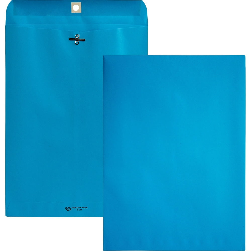 Quality Park Brightly Colored 9x12 Clasp Envelopes, Blue, 10 / Pack