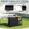 thumbnail image 2 of 64" Outdoor Kitchen Cabinets, Side Kitchen Storage Island with Foldable Side Tabletop and Rack, Wicker Outdoor Grill Cart with 2 Doors for BBQ, Patio, Backyard, Dark Brown, 2 of 7