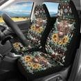 thumbnail image 2 of Kuiaobaty 2 Pack Car Front Seat Covers Vehicle Seat Covers Tribal Highland Cattle Cow Sunflower Pattern Car Seat Protector Automotive Accessories Decoration Fit for Most Car Sedan Van Truck, 2 of 7