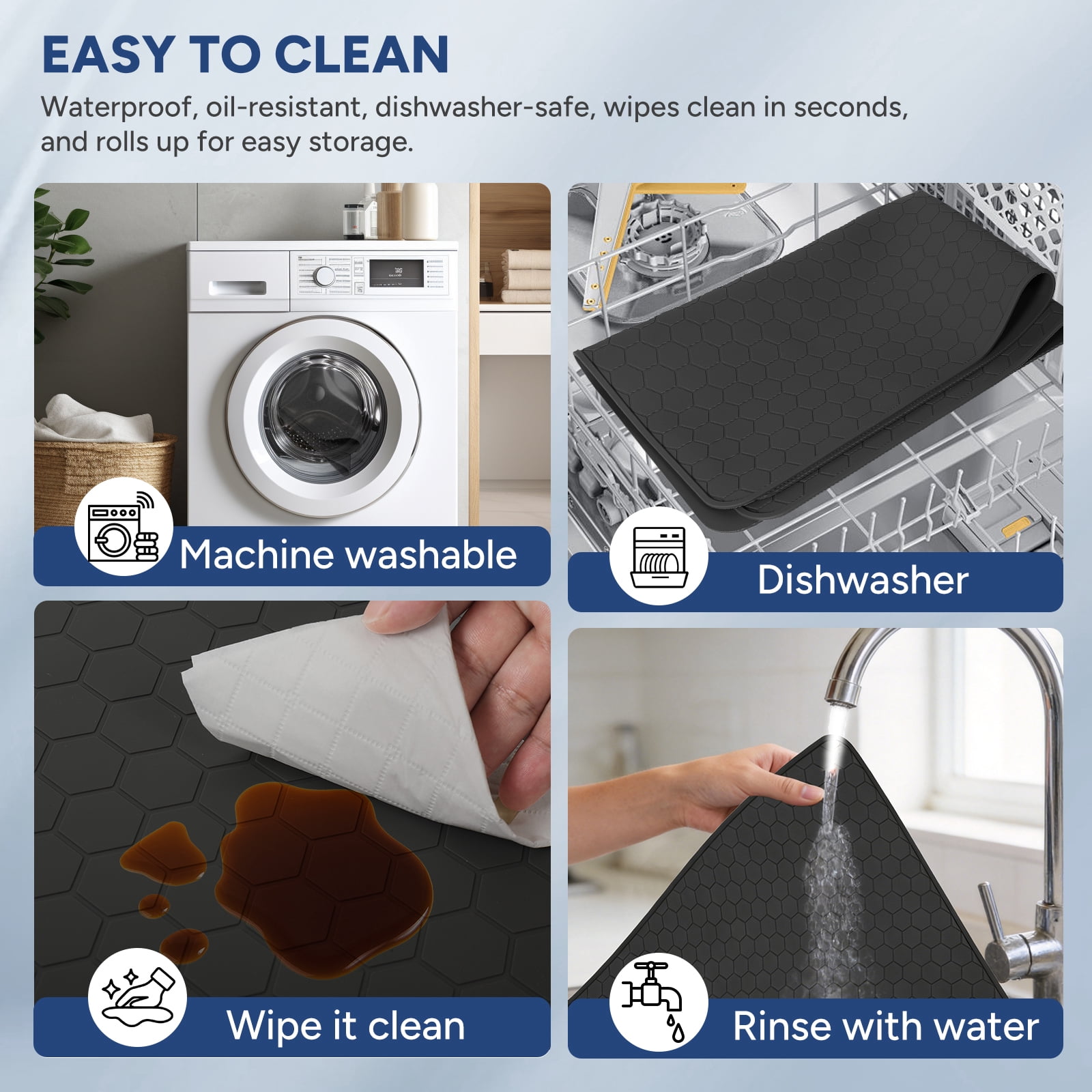 OVINESY Silicone Cooktop Protector for Electric & Induction Stoves, Heat-Resistant & Non-Slip Mat, Black, Hexagonal Pattern, 28 x 20 Inches