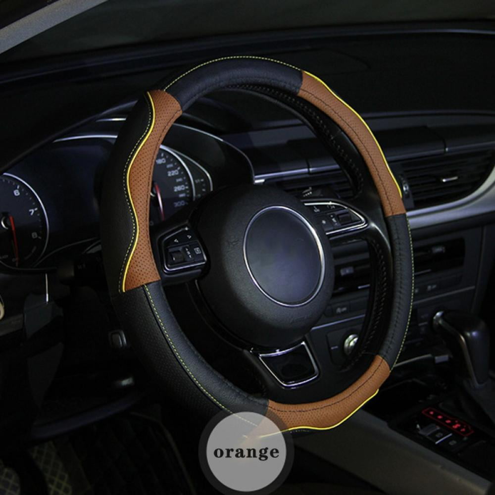 Leather Steering Wheel Cover Universal Car Handle Skidproof Breathable Anti-Slip 