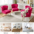 thumbnail image 5 of 3 Pieces Living Room Sofa Set with Upholstered Loveseat Couch Armless Accent Chairs Fuchsia, 5 of 9
