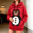thumbnail image 2 of Unisex Pet Pouch Hoodie Long Sleeve Drawstring Oversized Sweatshirt with Pet Holding Pocket Cartoon Animal Print Pattern Hooded Pullover Warm Holiday Apparel for Pet Parents Red S, 2 of 6