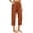 Orange, variant on cocolona Womens Summer Casual High Waist Plus Size Capri Pants Elastic Waist Straight Wide Leg Cropped Pants with Pockets