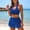 #0027-Blue, variant on Pounoo Women's Bikini Sets Halter Neck Floral Embroidered Two Piece Swimsuits With Cover Up Skirt Modest Beach Outfits Gift