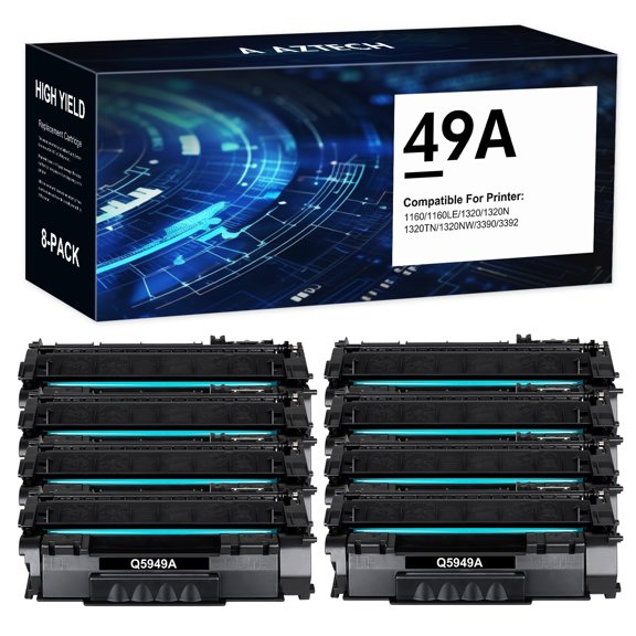 49A Toner Cartridges Q5949A 8-Pack Compatible Toner Cartridge for HP 49A 53A Q5949A Q7553A LaserJet 1320 1320N 1320TN 1320NW 3390 3392 (Black)
