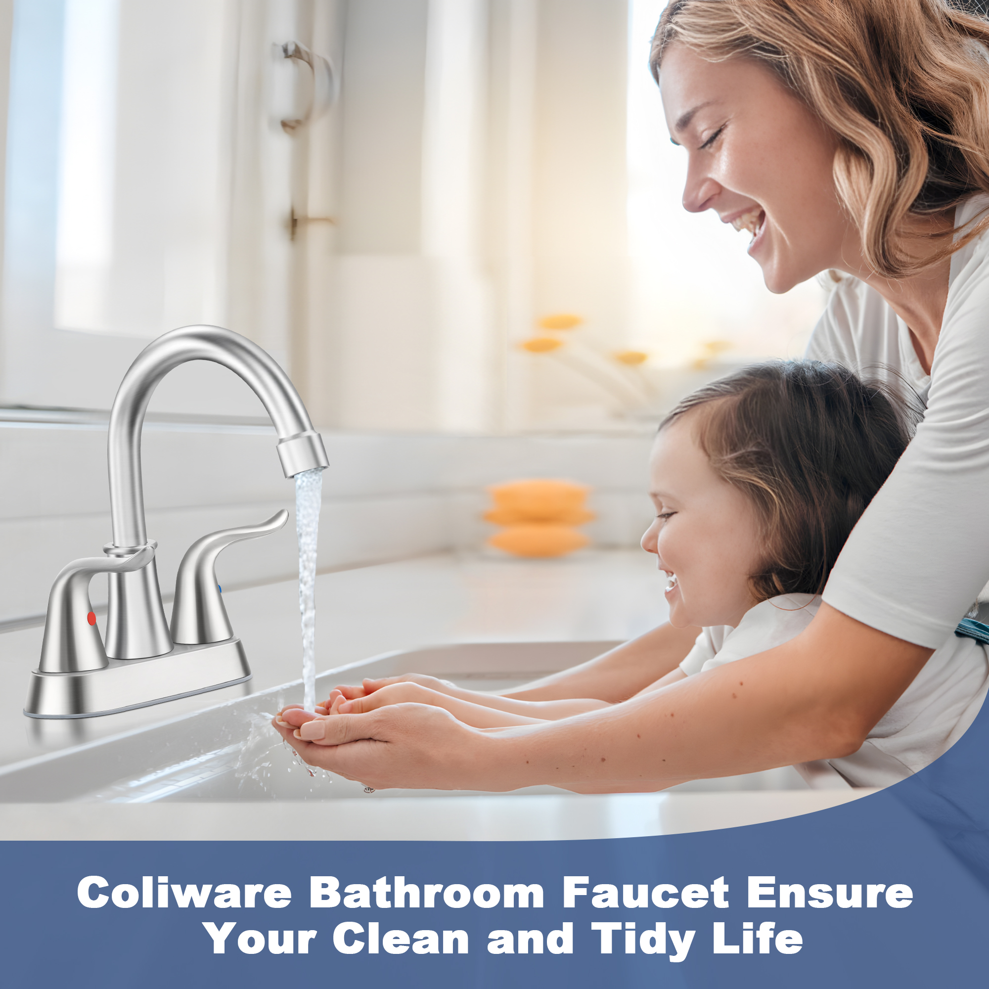 Coliware 2-Handle Brushed Nickel Bathroom Sink Faucet photo 3