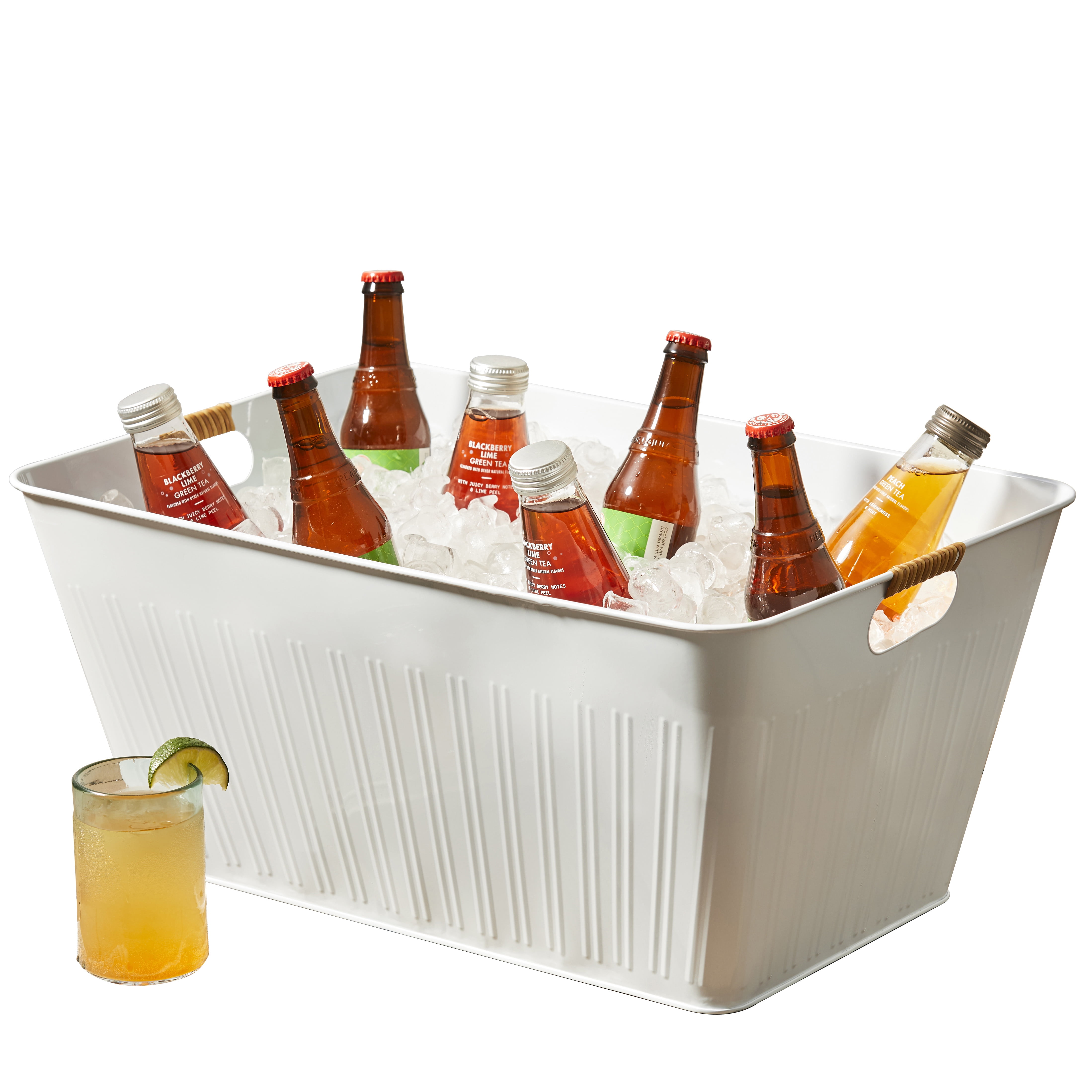 Better Homes & Gardens White Large Rectangle Galvanized Tub, 21.96" x 14.96"