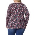 thumbnail image 4 of DARING DIVA Women's Plus Size Floral V Neck Long Sleeve Ruffle Tunic Blouses 4X Black Pink, 4 of 6