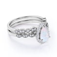 thumbnail image 3 of JeenMata Vintage 1.5 Carat Pear Cut Opal & Diamond Wedding Ring Set in 10K White Gold, 3 of 7