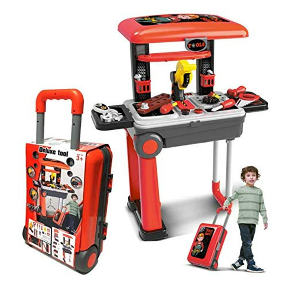 Kids Tool Set 2 in 1 Construction Toys w/ Extended Handle Carrying Case