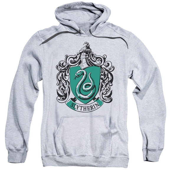 Trevco HP8040B-AFTH-1 Harry Potter & Slytherine Crest-Adult Pull-Over Hoodie, Athletic Heather - Small