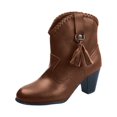 thumbnail image 3 of Bottes XZNGL pour Femmes Bottes Bottines Femmes Dames Mode Décontractée Talons Carrés Longues Bottines Chaussures à Enfiler, 3 of 3