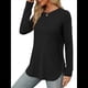 thumbnail image 3 of Camisa de Larga con Cuello Redondo para Mujer, Básica, Holgada, Informal Negro XL, 3 of 5