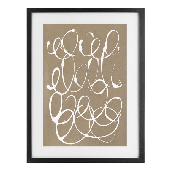 Stupell Industries Contemporary Scribbled Taupe Circles Black Framed Print Under Glass, 14 x 20, by Susan Bryant