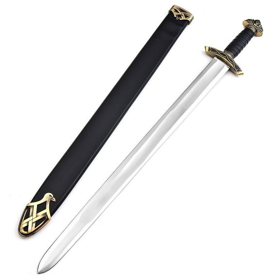 Armory Replicas Full Tang Viking Sword with Wooden Scabbard – Stainless Steel Blade & Faux Leather Handle