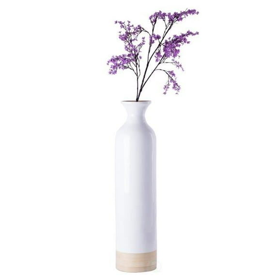 Spun Bamboo Floor Vase, Glossy White - Large