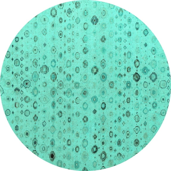 Ahgly Company Indoor Round Solid Turquoise Blue Modern Area Rugs, 6' Round