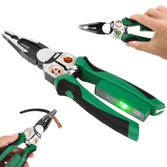 8-in-1 Wire Stripper Pliers, Carbon Steel Cutting and Pulling Pliers, Featuring Wire Stripping, Cutting, Crimping, Clamping, Winding, Splitting, and, Electrical Testing