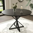 thumbnail image 3 of 47" Round Dining Table, 4-6 Seat Kitchen & Dining Room Tables with Metal Base,Space Saving, 4 Pieces of Desktop,(Only Table), 3 of 8