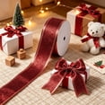 thumbnail image 6 of Christmas Wired Ribbon Roll, 354 Inch Holiday Ribbon for Gift Wrapping and Wreaths, Polyester with Metallic Edge, 1.5 Inch Wide - Red, 6 of 6