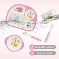 thumbnail image 2 of Juego de vajilla de bambú para niños de 5 Vajilla respetuosa con el medio ambiente: plato, tazón, taza, cuchara, tenedor, vajilla para niños sin BPA para bebés y niños pequeños Xemadio LL-1383, 2 of 7