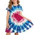 thumbnail image 2 of Odeerbi Niñas Día de La Independencia Vestido de Línea A Verano Patriótico Cuello Redondo Manga Corta Vestido Casual, 2 of 9