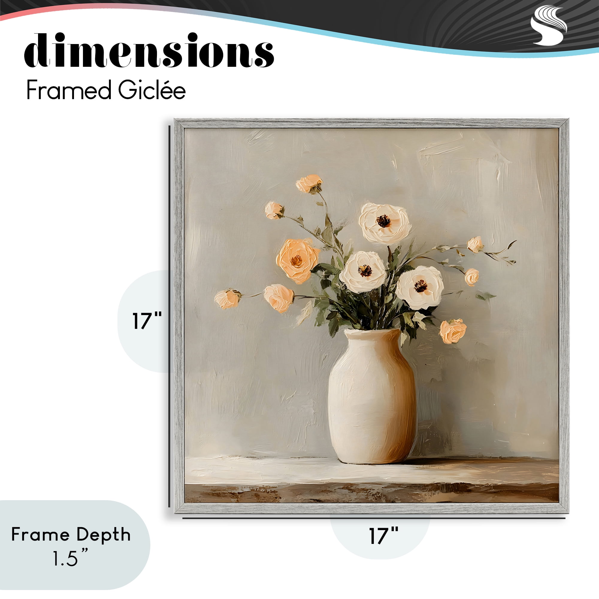 Stupell Industries Simple Floral Vase in Pastels Gray Framed Giclee Art, design by Creative Studio