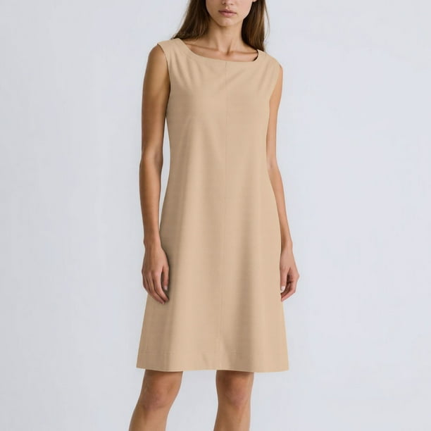 mfyjkho Vestidos para mujer, Vestido informal sin mangas con cuello redondo y color liso para mujer Vestidos maxi para mujer l