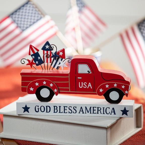 God Bless America Truck Tabletop Decoration