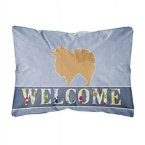 Carolines Treasures BB5546PW1216 Pomeranian Welcome Canvas Fabric Decorative Pillow, 12H x16W, multicolor