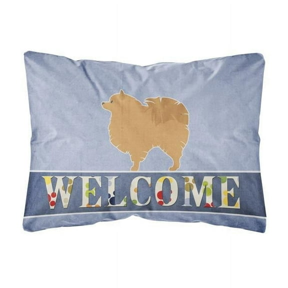 Carolines Treasures BB5546PW1216 Pomeranian Welcome Canvas Fabric Decorative Pillow, 12H x16W, multicolor