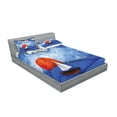 thumbnail image 2 of Ambesonne Nautical Fitted Sheet & Pillow Sham Set, Ship on Misty Waters, Full, Blue Orange White, 2 of 2