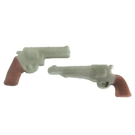 Extra Gum Cupcake Six Shooter Sugar Decorations Toppers Cupcake Cake Cookies Birthday Favors Party Gun Pistol 12 Count ()