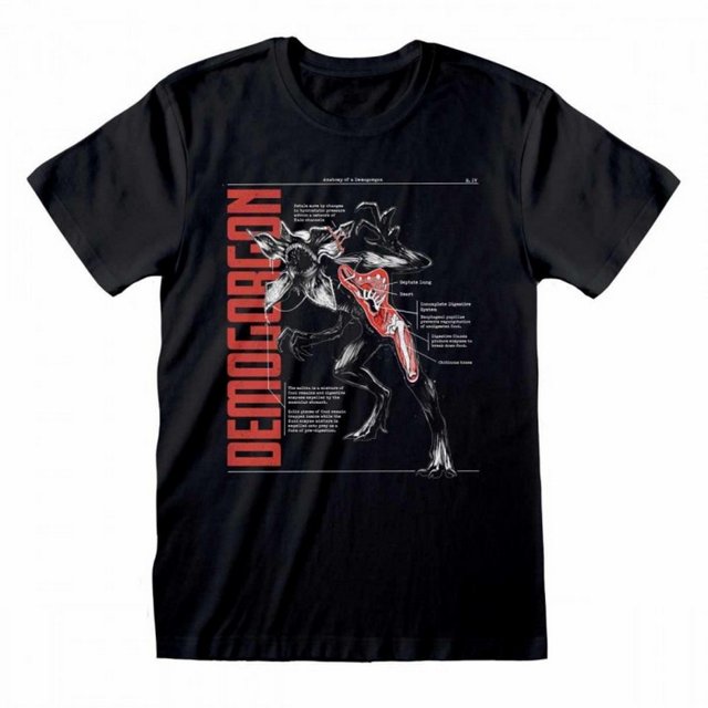 Stranger Things - Camiseta de Demogorgon Anatomía para Adultos Unisex (Negro, Rojo)