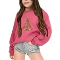 thumbnail image 1 of PMVFHDE Chandail Vintage pour Enfants Automne et Hiver à Manches Longues Mode Imprimé Col Rond pour Garçons et Filles Plus Manteau à Capuche Chaud Chandail Filles, Rose Vif, 4-5 Ans, 1 of 4