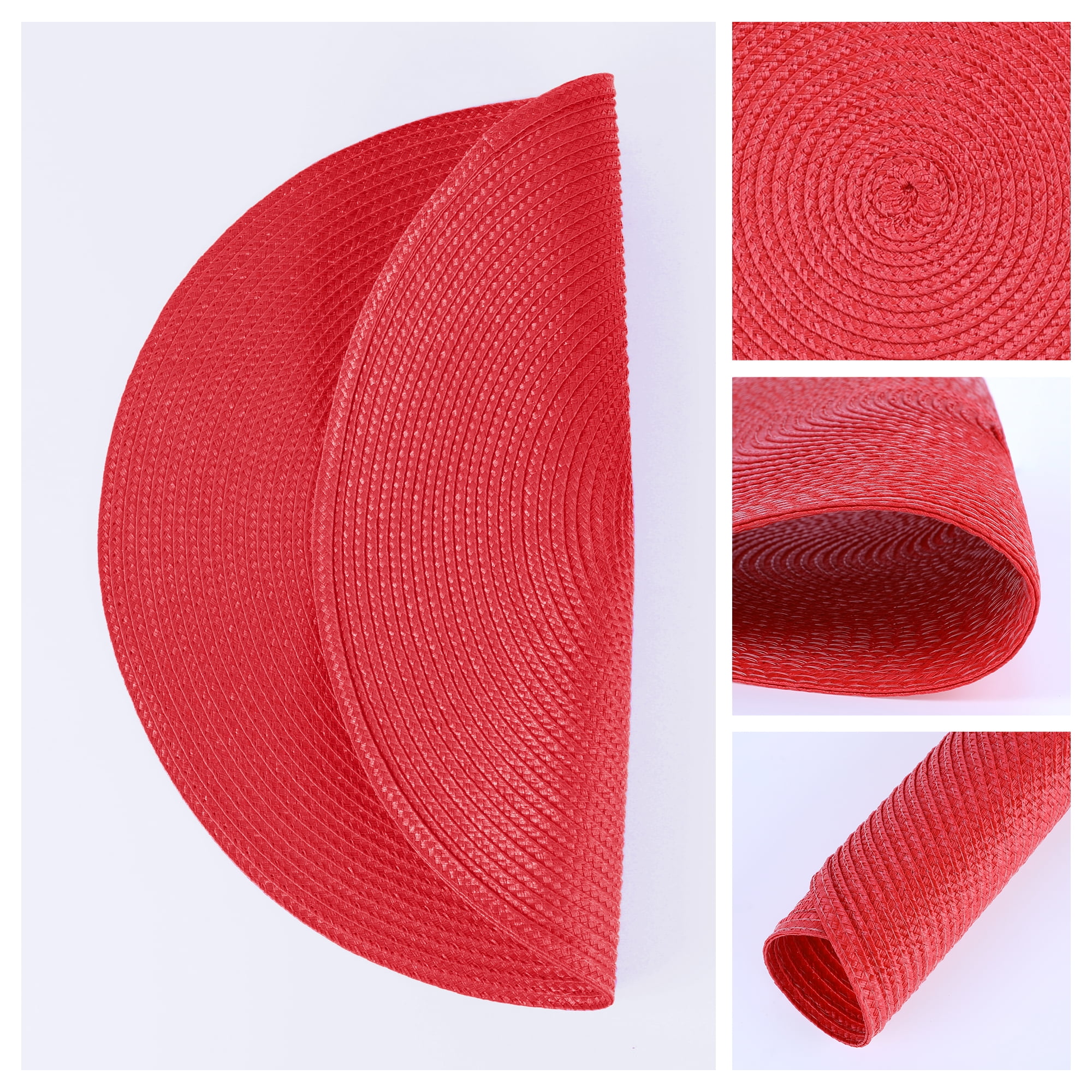 Unique Bargains Rustic Placemats Set of 6 Woven Placemats Red