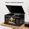 thumbnail image 5 of FEKTIK Tocadiscos Bluetooth 10 en 1, TOCADISCOS FEKTIK de 3 velocidades para vinilo con parlantes, convertidor de LP a MP3, CD, reproductor de casetes, radio FM, transmisión inalámbrica | Negro, 5 of 5