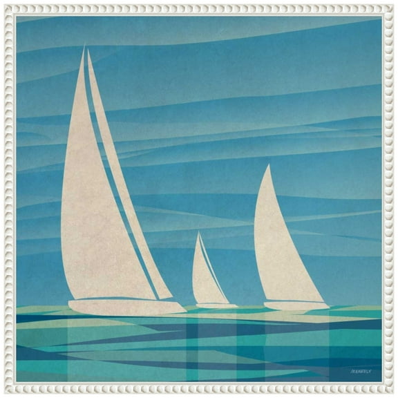 Amanti Art Water Journey I Sailboats Framed Canvas Wall Art Print